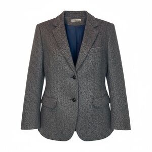 Vintage Hannington Women’s Wool Herringbone Blazer | Brown Gray Tweed Old Money